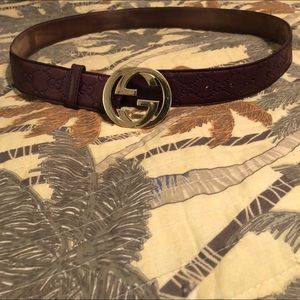 Gucci maroon Guccissima belt